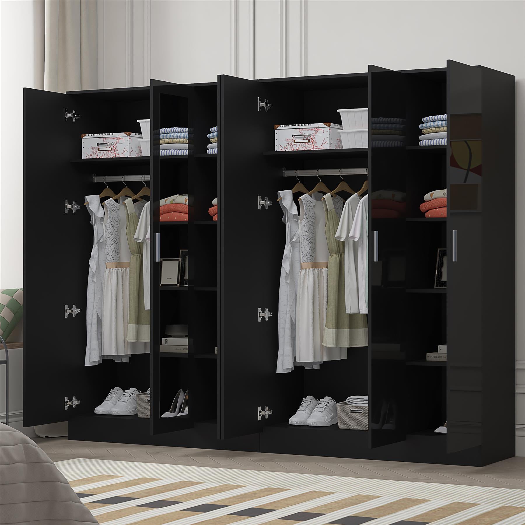 REFLECT 2pc Wardrobe Bundle - 3 Door Mirror + 3 Door Plain - 4 Colour Options