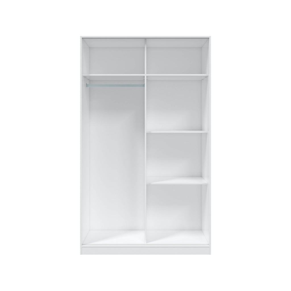 TOP White 2 Door Large Modern Sliding Bedroom Wardrobe - H: 200cm x W: 120cm x D: 50cm.