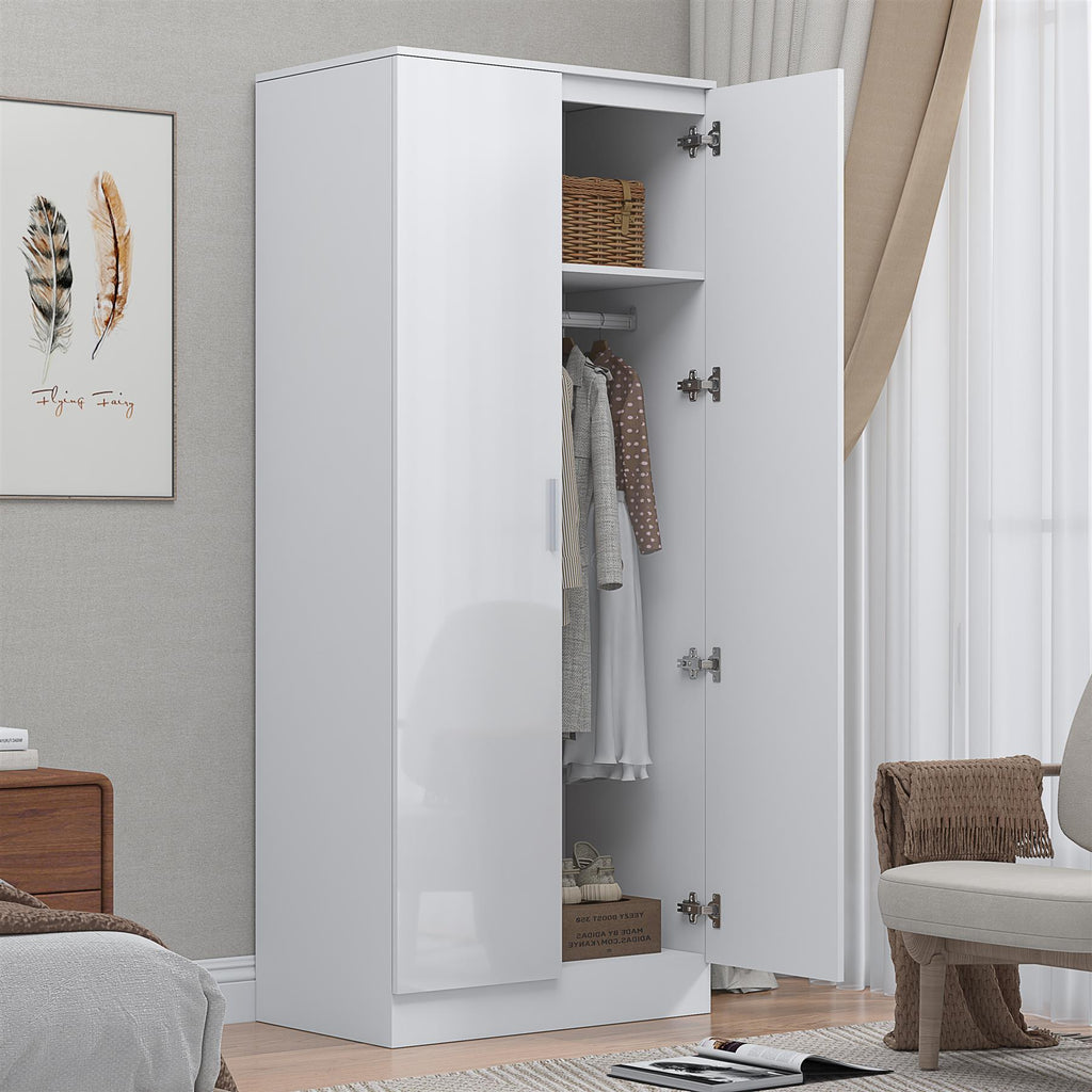 REFLECT Gloss Bedroom Furniture 2 Door Mirrored Wardrobe - 4 Colour Options