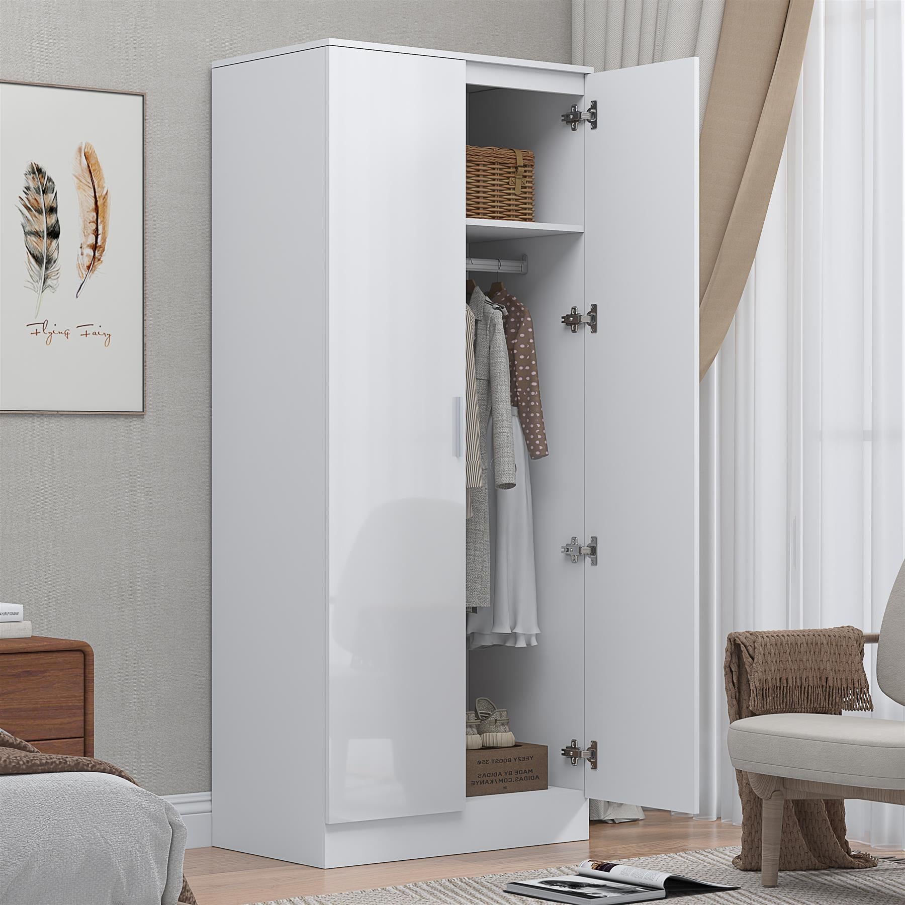 REFLECT Gloss Bedroom Furniture 2 Door Mirrored Wardrobe - 4 Colour Options