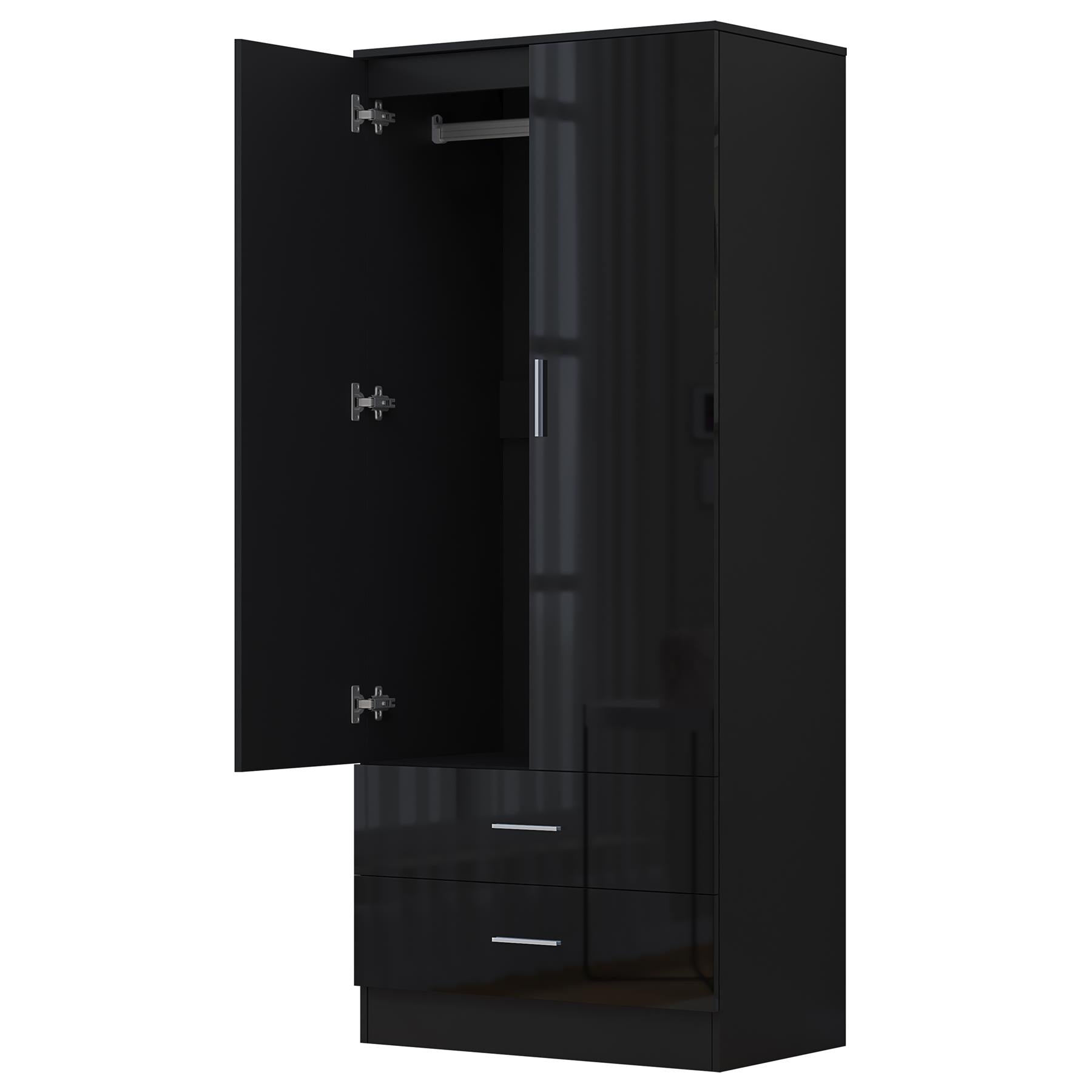 REFLECT Gloss Bedrooom 2 Door & 2 Drawer Combination Wardrobe - 4 Colour Options
