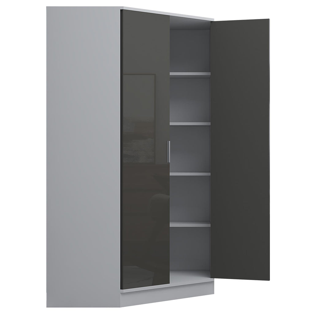 REFLECT High Gloss Bedroom Furniture Wardrobe Chest Bedside Desk in Grey/White