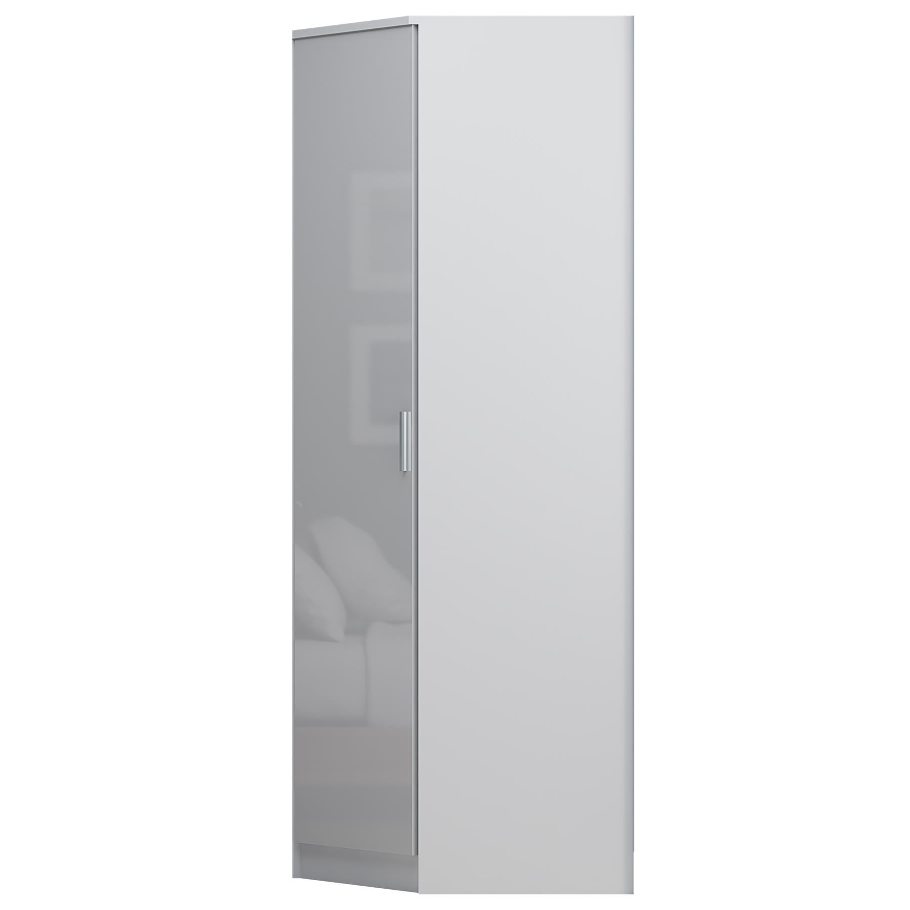 REFLECT - 1 Door Corner + 1 Door Plain Wardrobe in Gloss White / Matt White