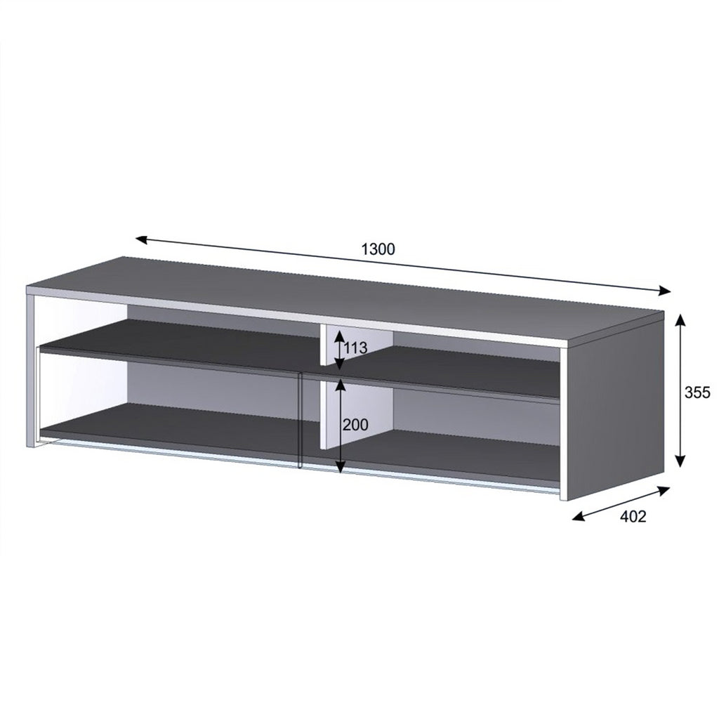 KIOTO 2 Door TV Unit in Oak & Satin White- Modern Media Cabinet with Storage.
