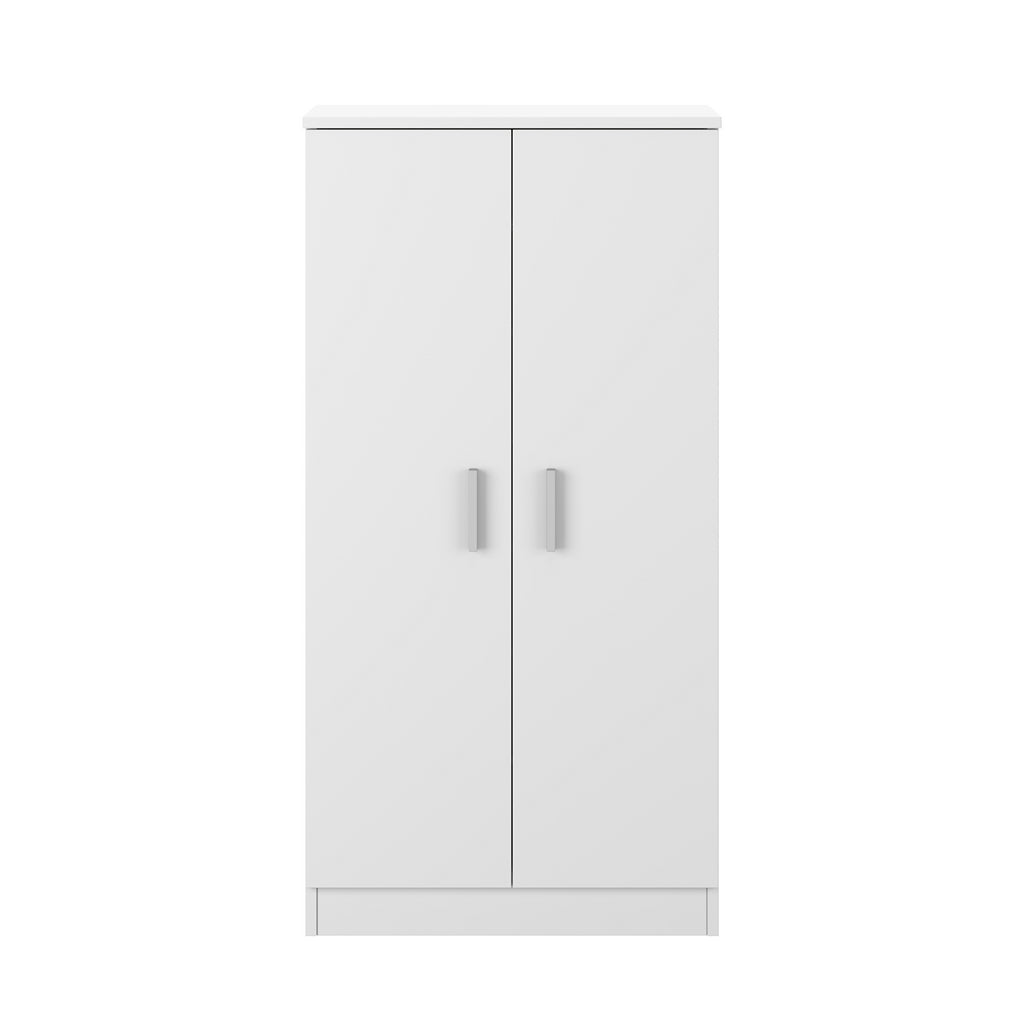 BELLINI White 2 Door Shoe Storage Cabinet - 6 Shelves Holds 20 Pairs - Space-Saving Design - H: 108cm x W: 55cm x D: 36cm.
