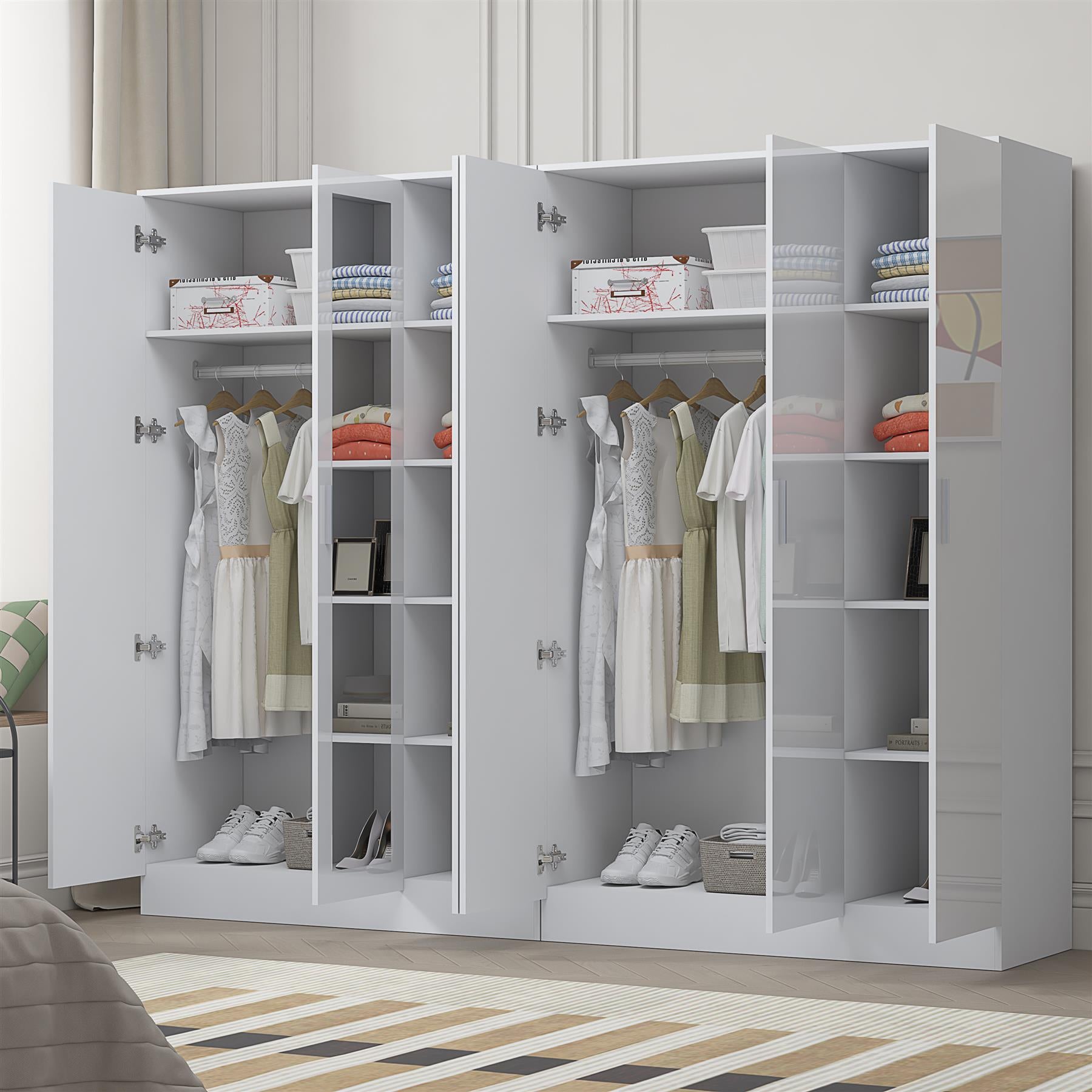 REFLECT 2pc Wardrobe Bundle - 3 Door Mirror + 3 Door Plain - 4 Colour Options
