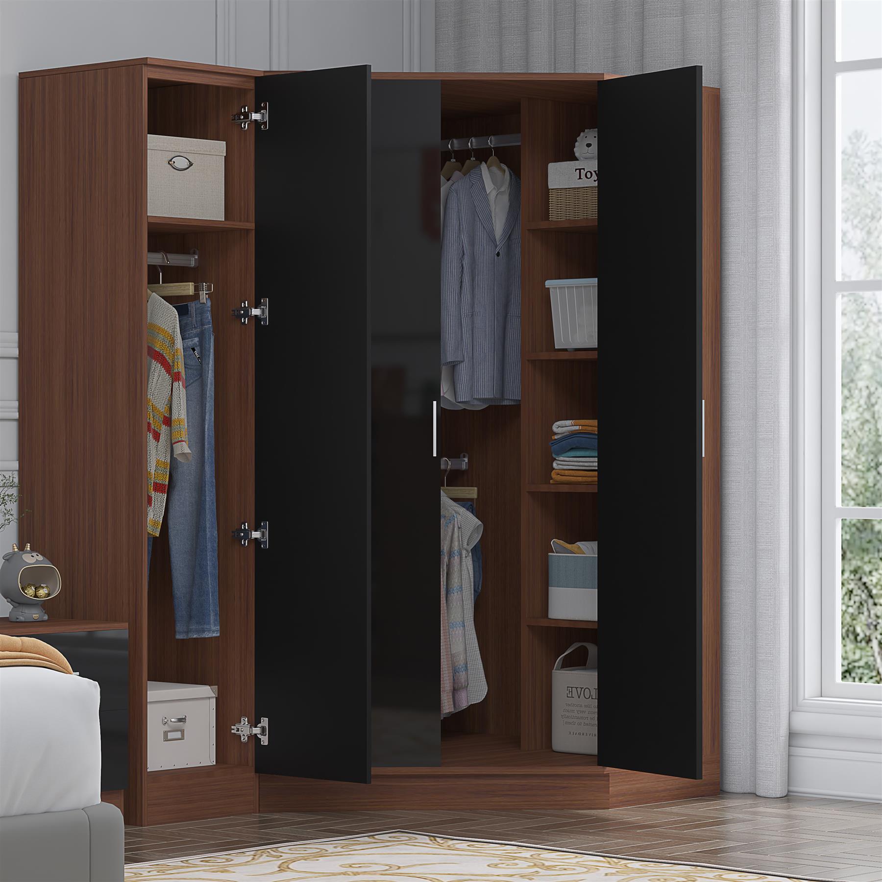 REFLECT Gloss 3 Door Corner Wardrobe Bundle Inc Corner + 1 Door Wardrobe Set