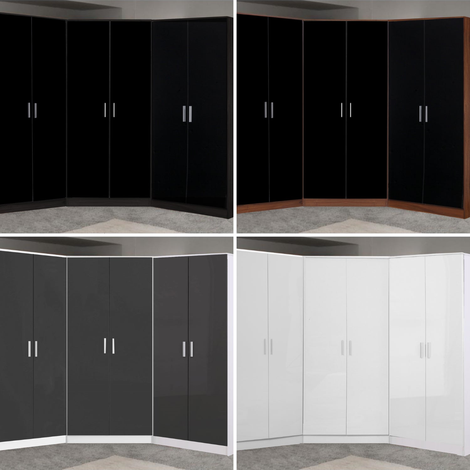 REFLECT Gloss 6 Door Wardrobe Bundle - 2 Door Corner + 2 Door + 2 Door Wardrobe