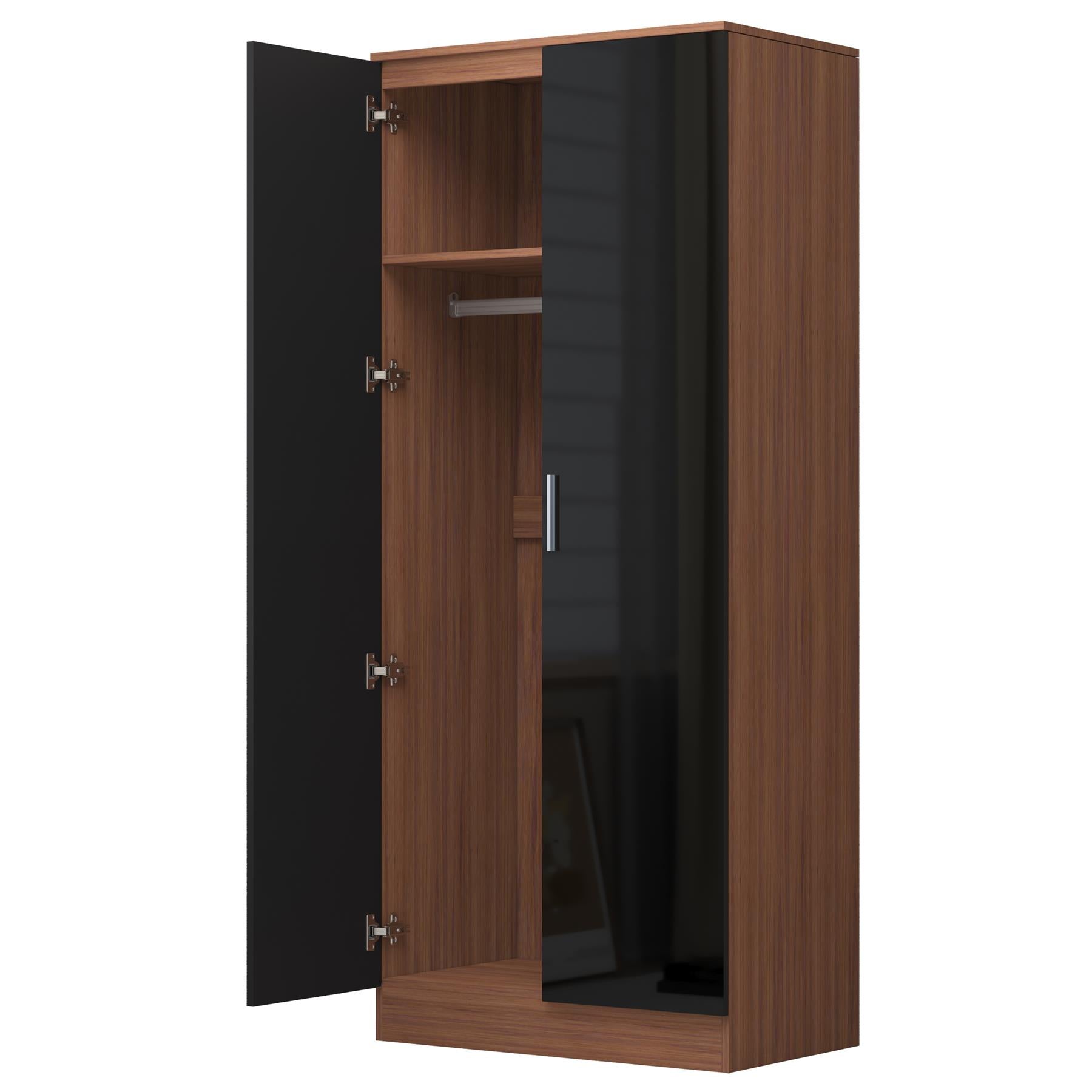 REFLECT Gloss Bedroom Furniture 2 Door Plain Wardrobe - 4 Colour Options