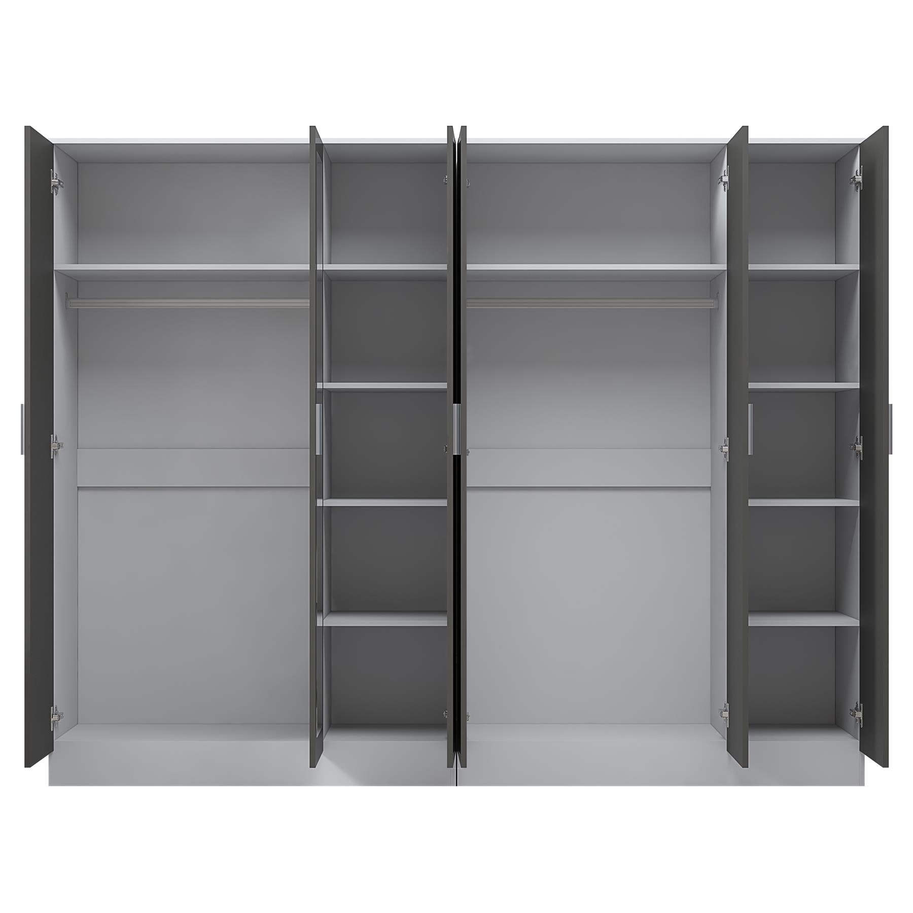 Reflect 2pc Wardrobe Bundle - 3 Door Mirror + 3 Door Mirror - Grey Gloss & Matt White