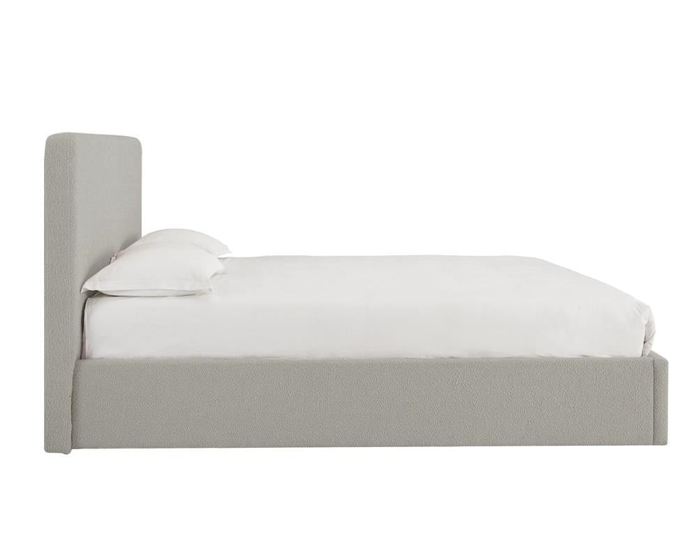 TEDDY BOUCLE 4FT6 Double Grey Ottoman Storage Bed Gas Lift Up - (L) 210cm x (W) 155cm (H) 113cm with 25cm Memory Foam Mattress