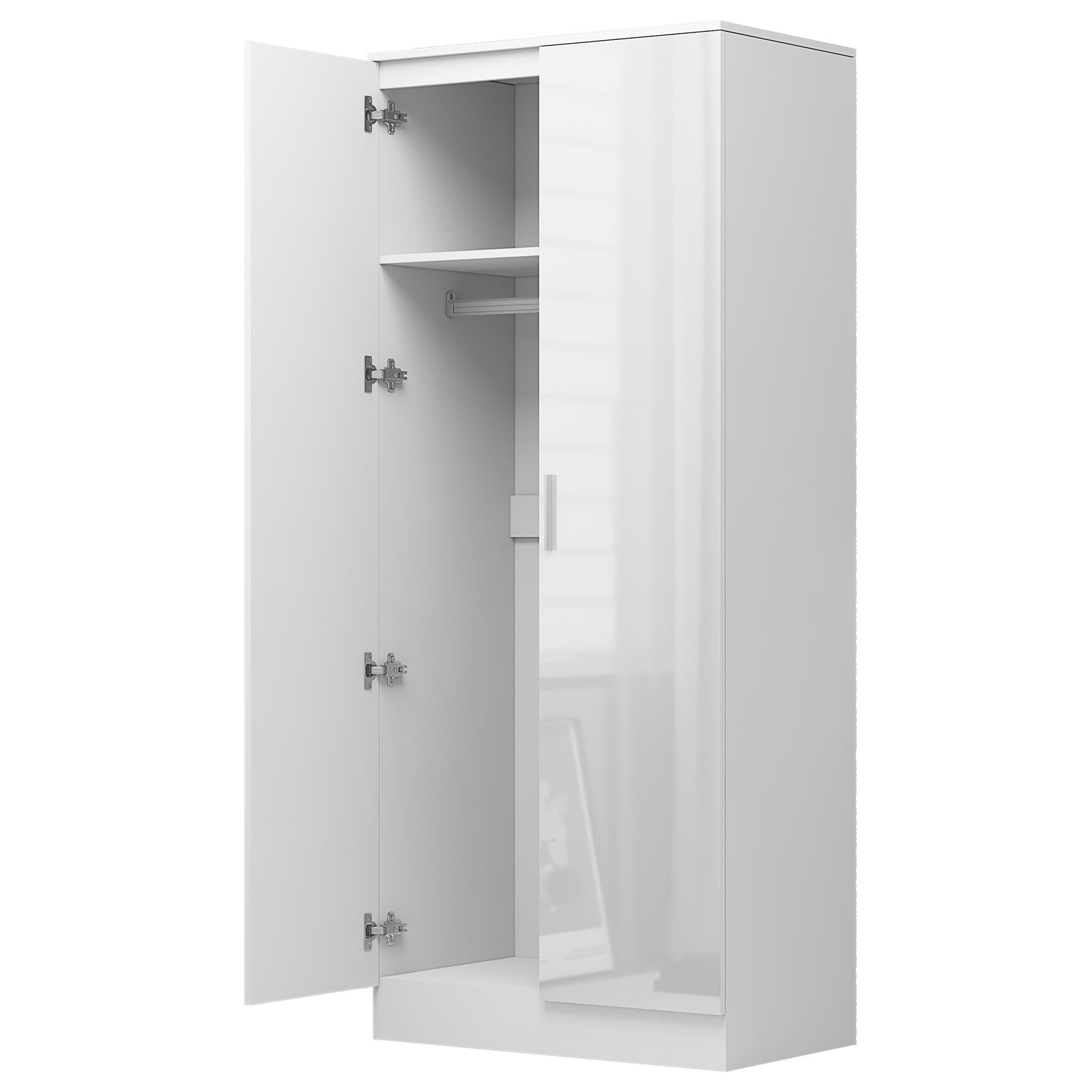 REFLECT - 1 Door Corner + 2 Door Plain Wardrobe in Gloss White / Matt White