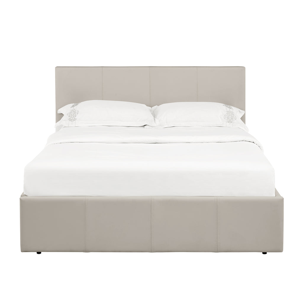 LUNA Faux Leather Gas Lift Ottoman Storage Bedframe in Beige with 4 Size Options