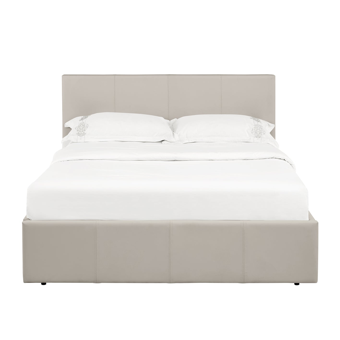 LUNA Faux Leather Gas Lift Ottoman Storage Bedframe in Beige with 4 Size Options