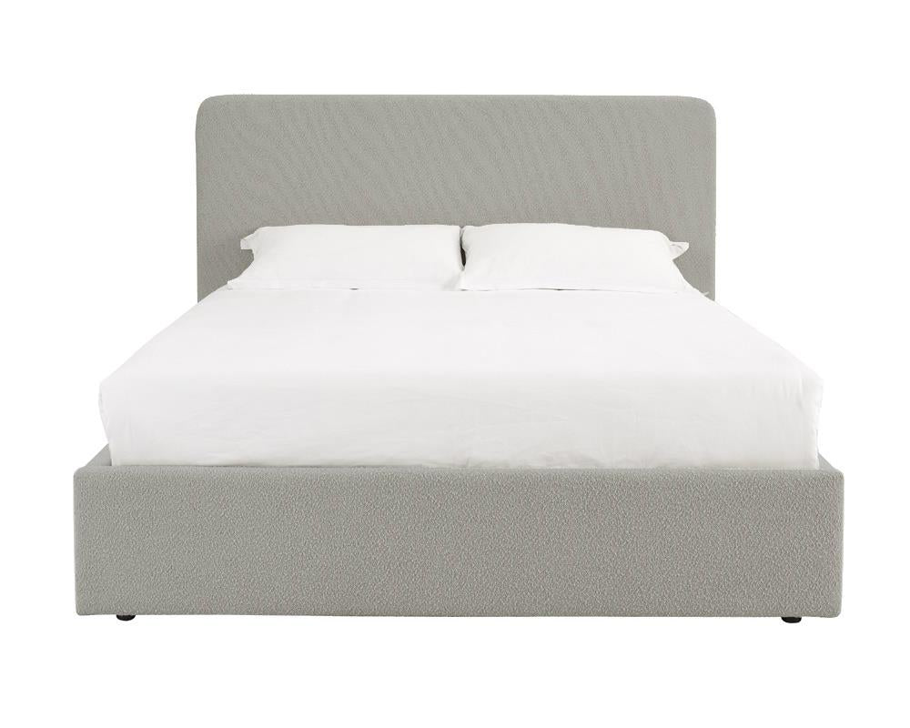 TEDDY BOUCLE 4FT6 Double Grey Ottoman Storage Bed Gas Lift Up - (L) 210cm x (W) 155cm (H) 113cm with 15cm Memory Foam Mattress