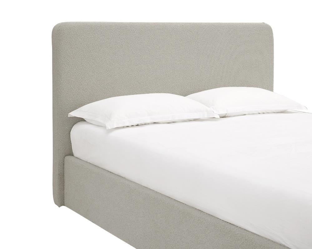 TEDDY BOUCLE 4FT6 Double Gas Lift Up Ottoman Storage Bedframe (H: 113cm x W: 155cm x L: 210cm) (Grey)