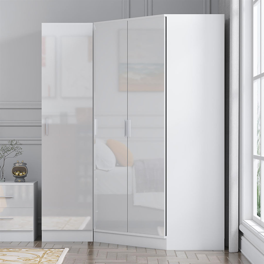 REFLECT Gloss 3 Door Corner Wardrobe Bundle Inc Corner + 1 Door Wardrobe Set