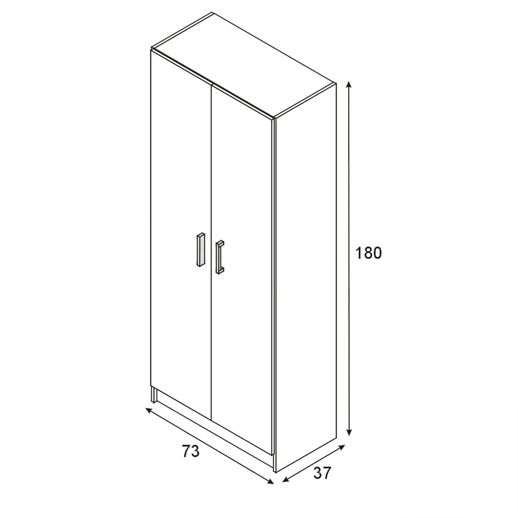 Vita 2 Door Kitchen Utility Room Cabinet - Oak Finish - H: 73cm x W: 180cm x D: 37cm.
