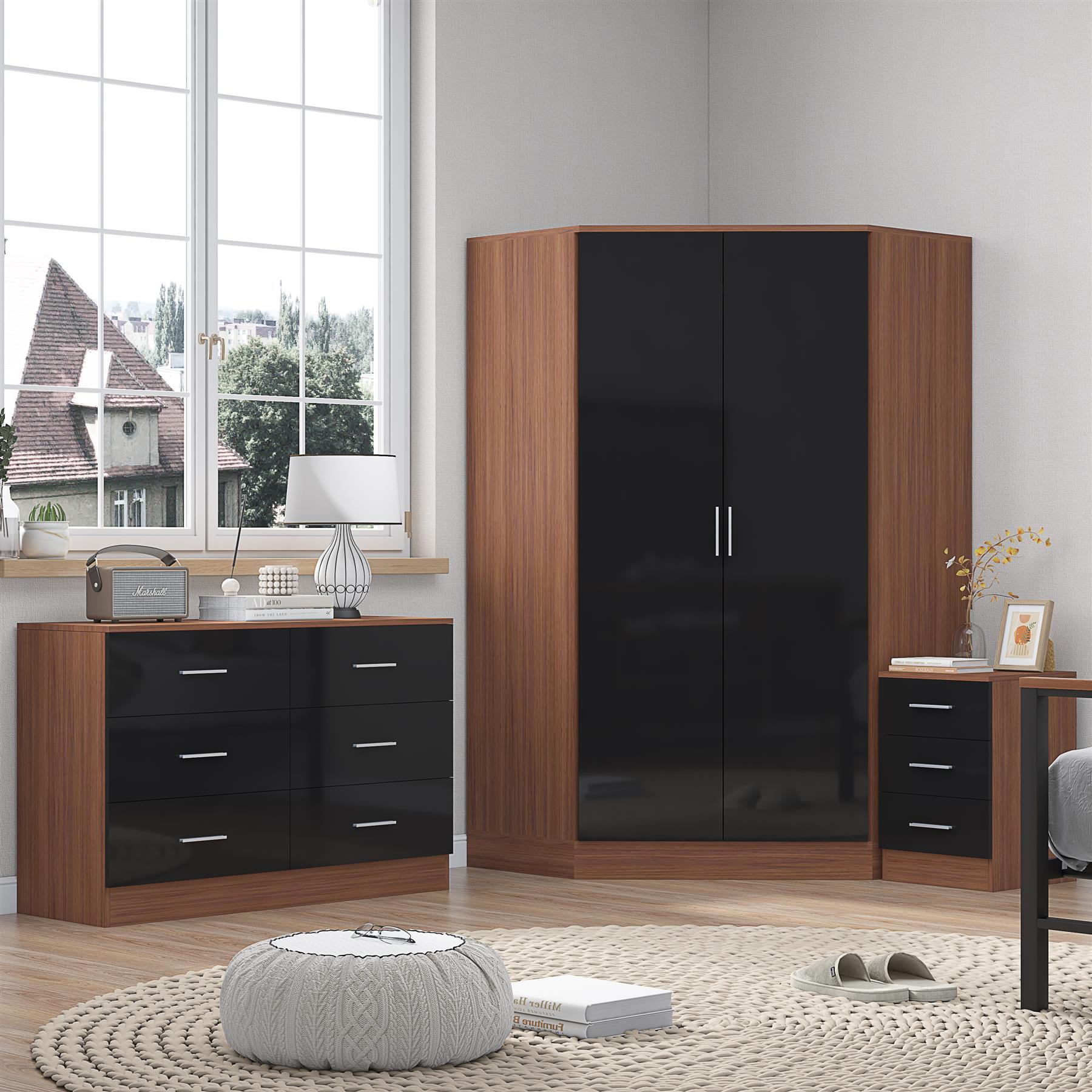 REFLECT 3pc Bedroom Set - Corner, Wide Chest, 3 Draw Bedside - 4 Colour Options