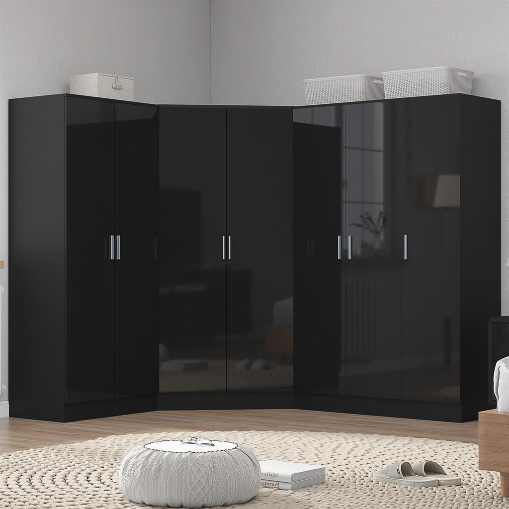 REFLECT Gloss 7 Door Wardrobe Bundle - Corner + 3dr Plain + Double Wardrobe