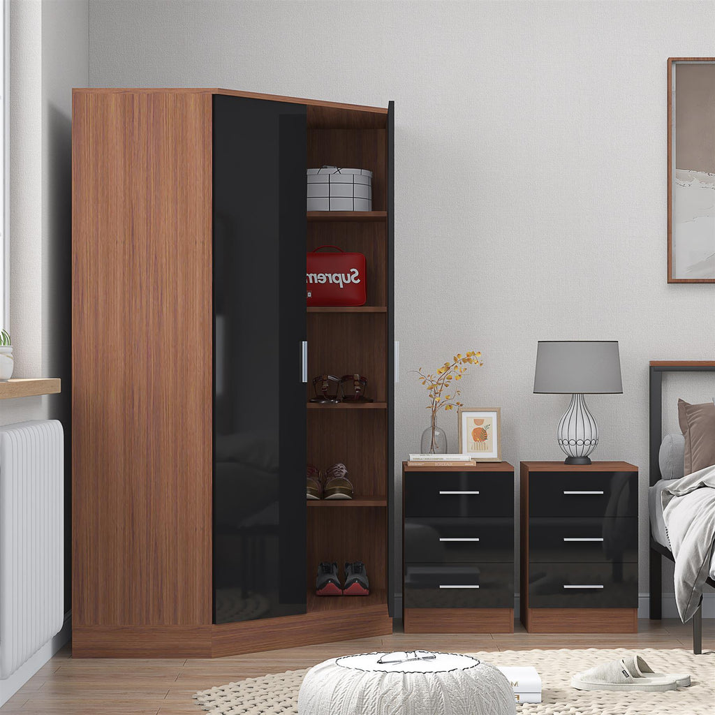 REFLECT 3pc Bedroom Set - 2 Door Corner + 2x Bedsides - 4 Colour Options