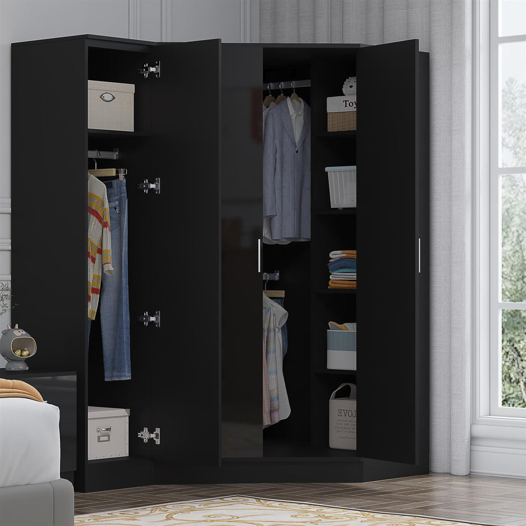 REFLECT Gloss 3 Door Corner Wardrobe Bundle Inc Corner + 1 Door Wardrobe Set