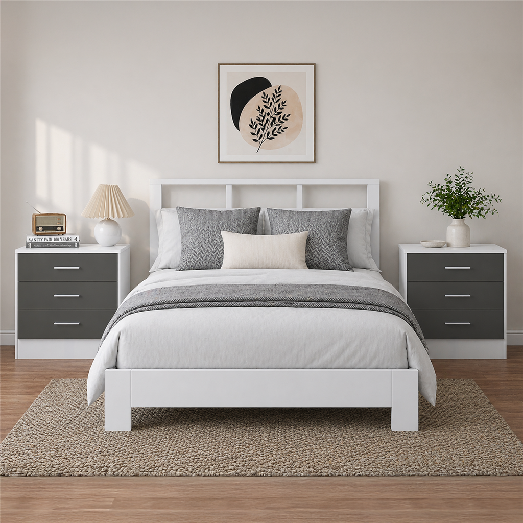 REFLECT High Gloss Pair of 3 Drawer Bedsides in 4 Colour Options