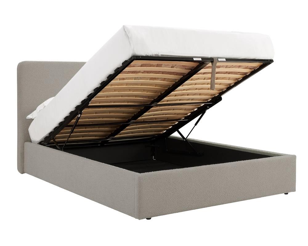 TEDDY BOUCLE 5FT King Gas Lift Up Ottoman Storage Bedframe (H: 113cm x W: 170cm x L: 220cm) (White)