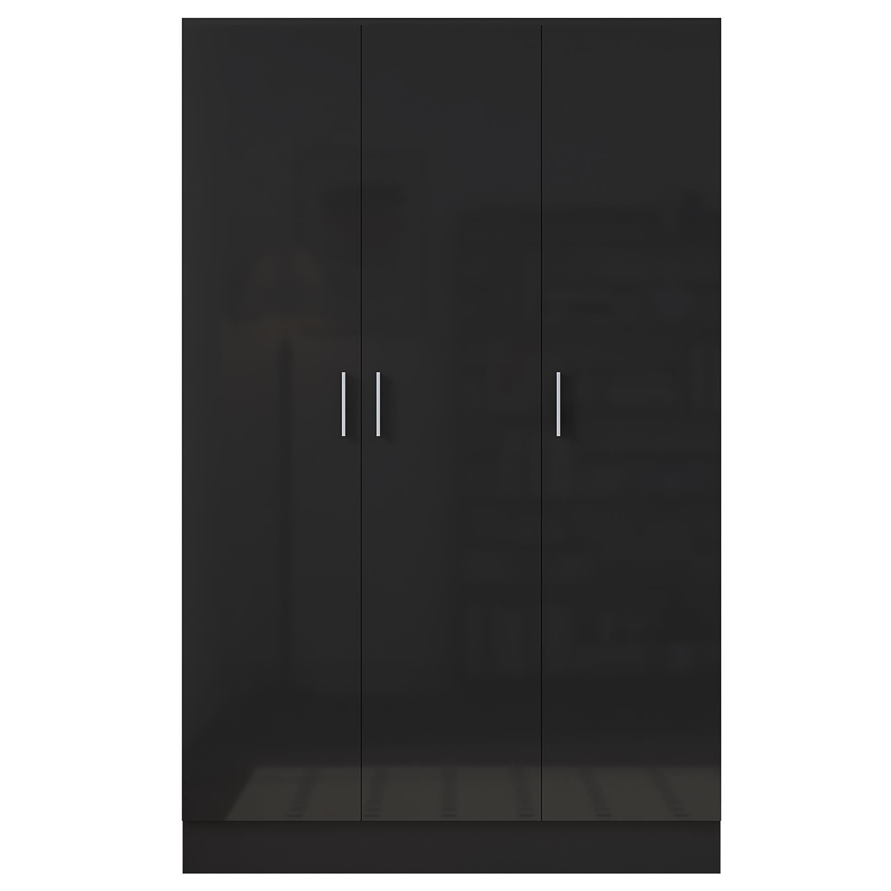 REFLECT Gloss Bedroom Furniture 3 Door Plain Wardrobe - 4 Colour Options