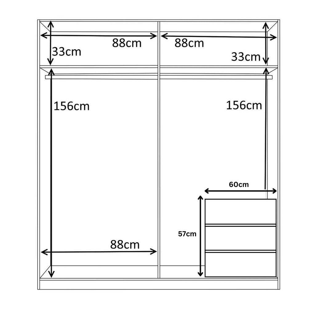 Modern Hinged/Sliding Wardrobes - Optional Internal Drawer & Colour Options