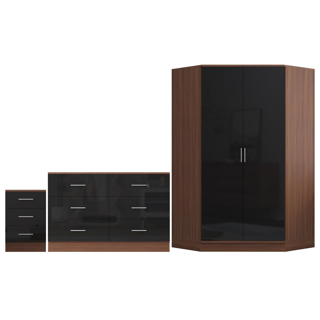 REFLECT 3pc Bedroom Set - Corner, Wide Chest, 3 Draw Bedside - 4 Colour Options
