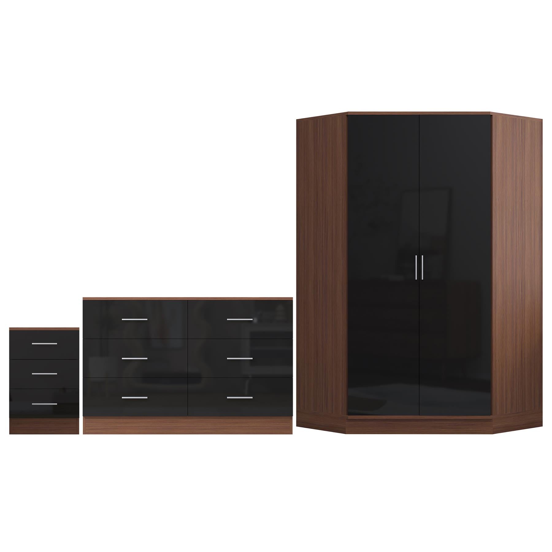 REFLECT 3pc Bedroom Set - Corner, Wide Chest, 3 Draw Bedside - 4 Colour Options