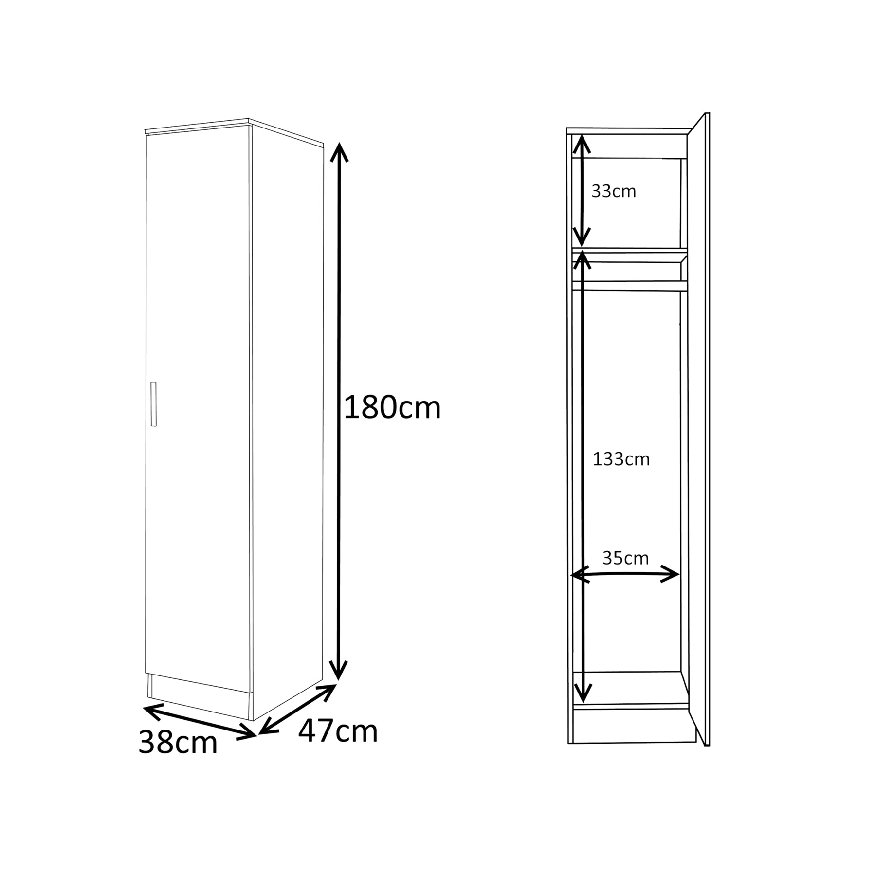 REFLECT Gloss 4pc Bedroom Set - 1 Door Wardrobe + 5 Draw Chest + Bedside + Desk