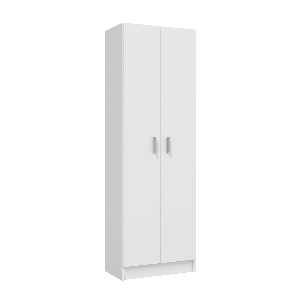 Vita White 2 Door 4 Shelf Kitchen Utility Room Cabinet - Modular Cleaning Storage - H: 180cm x W: 59cm x D: 37cm