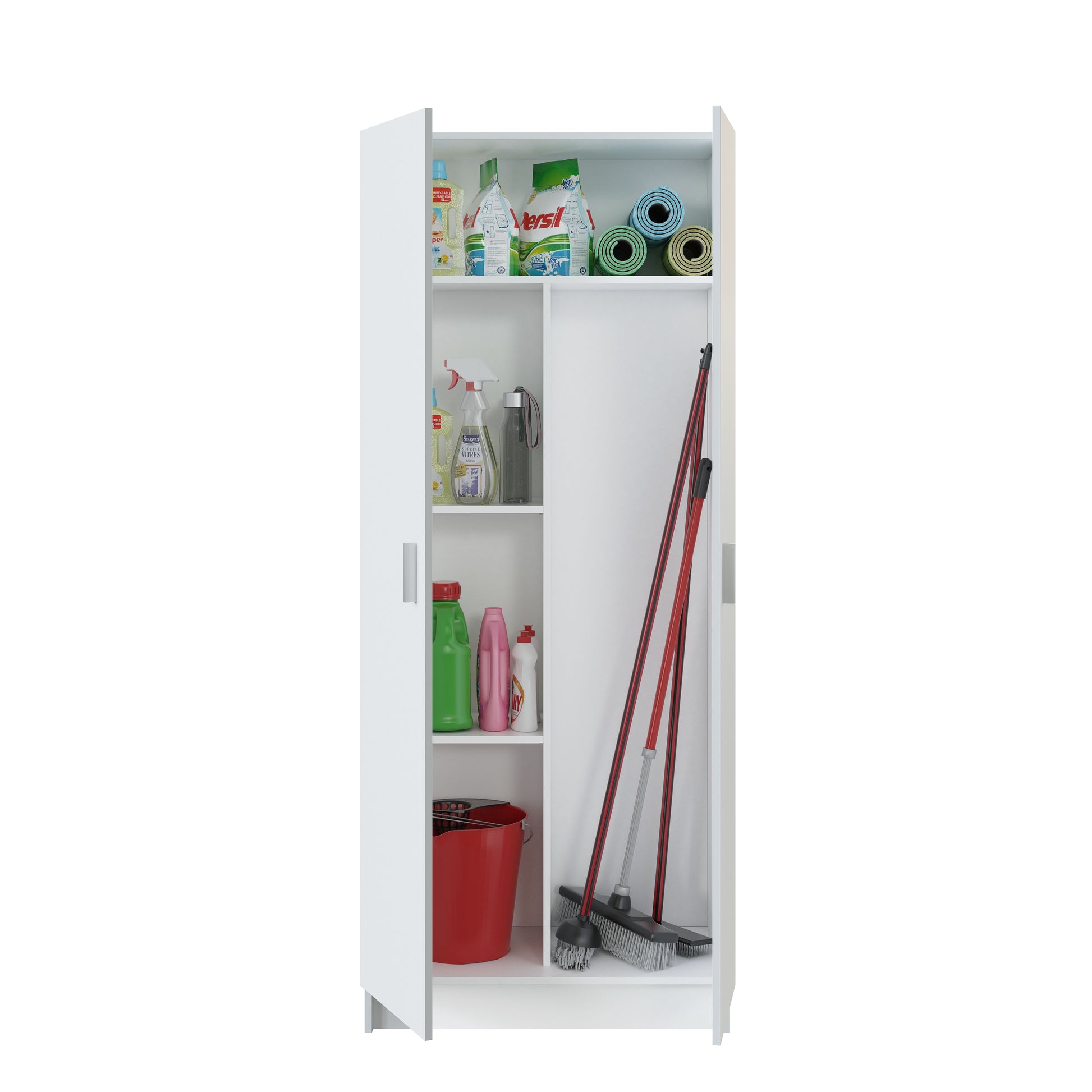 VITA 2 Door Multi Use Utility Broom Cupboard - White