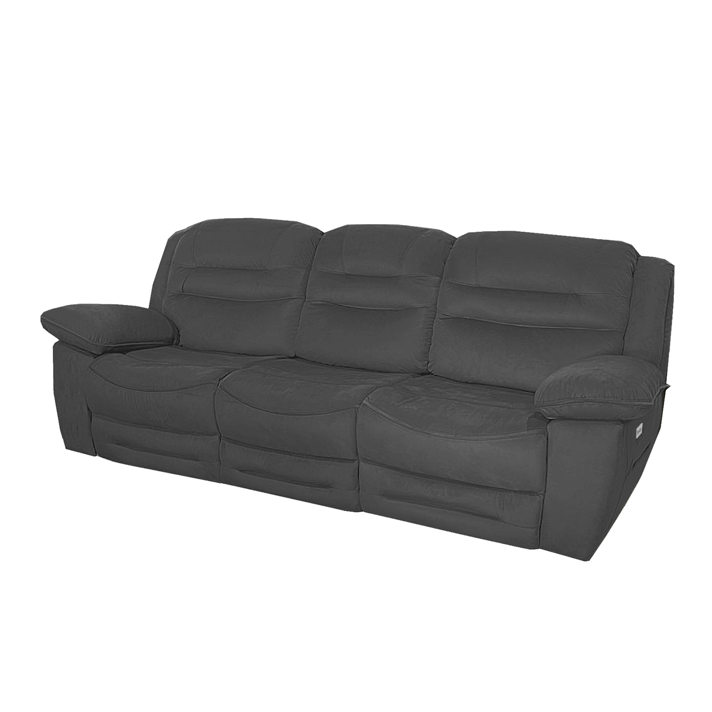 NAPOLI 3 Seater Electric Recliner Sofa - Grey Faux Suede