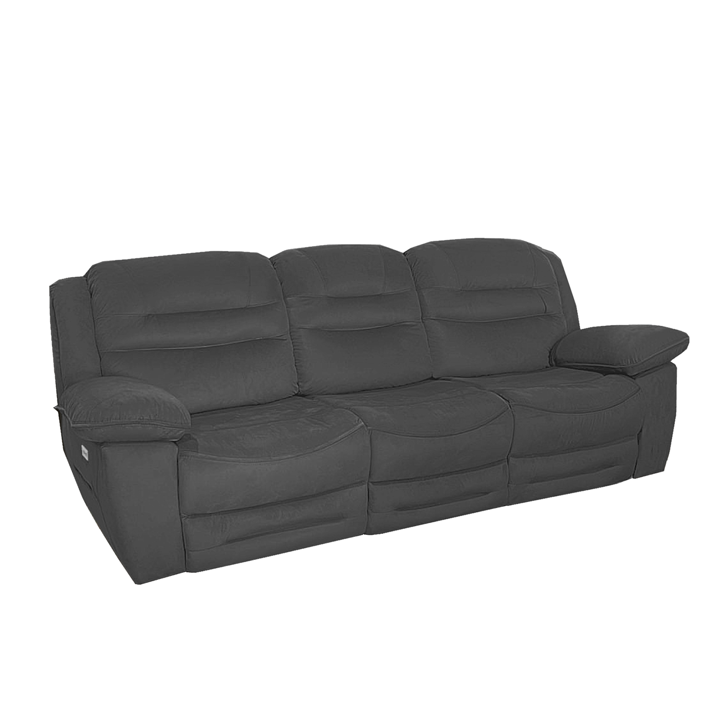 NAPOLI 3 Seater Electric Recliner Sofa - Grey Faux Suede