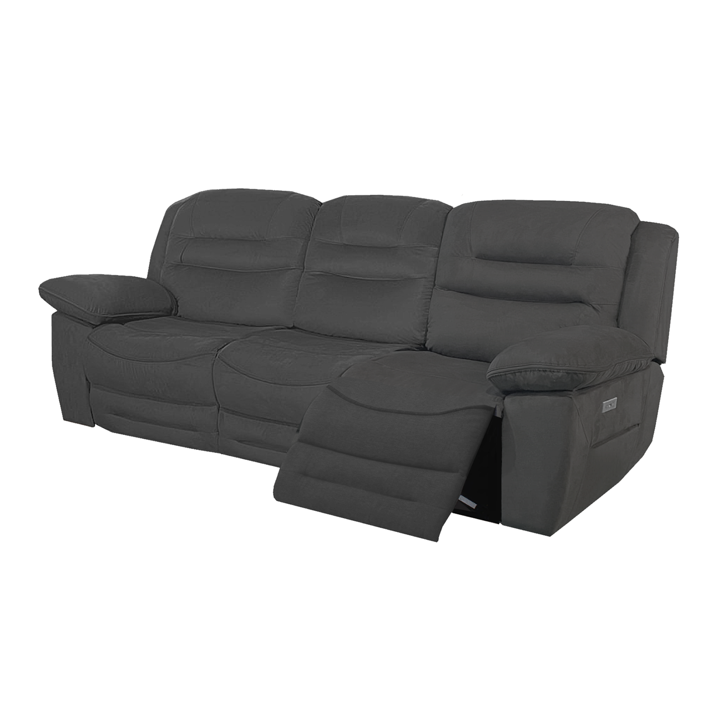 NAPOLI 3 + 3 Seater Electric Recliner Sofa Set - Grey Faux Suede