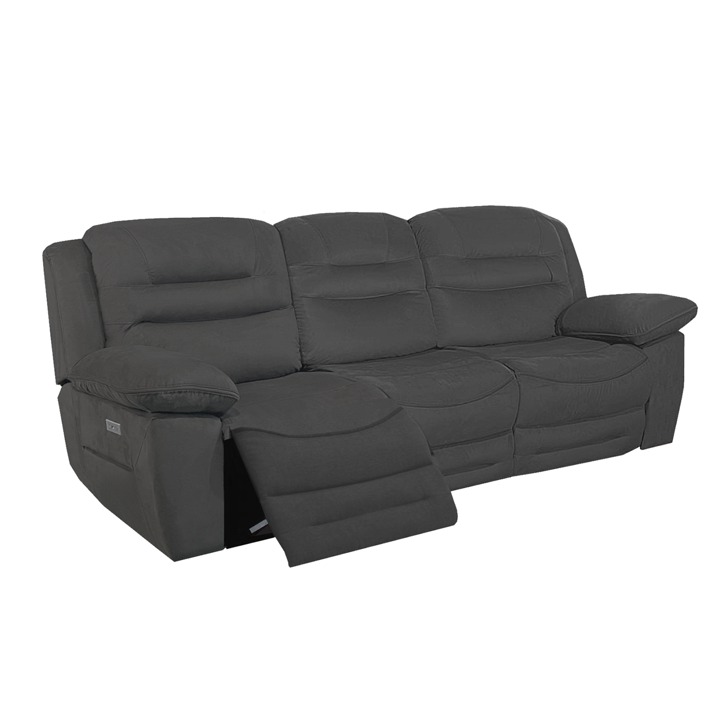 NAPOLI 3 Seater Electric Recliner Sofa - Grey Faux Suede