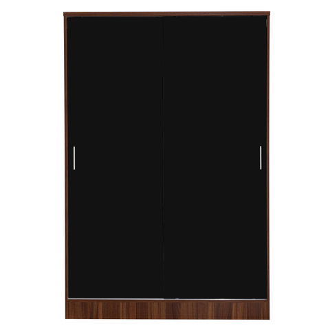 2 Door Sliding XL Plain Wardrobe - Black Gloss/Walnut REFLECT