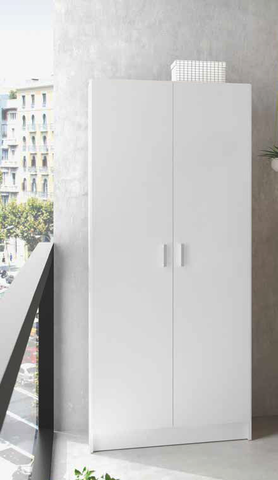 VITA Utility 2 Door Broom Cupboard in White