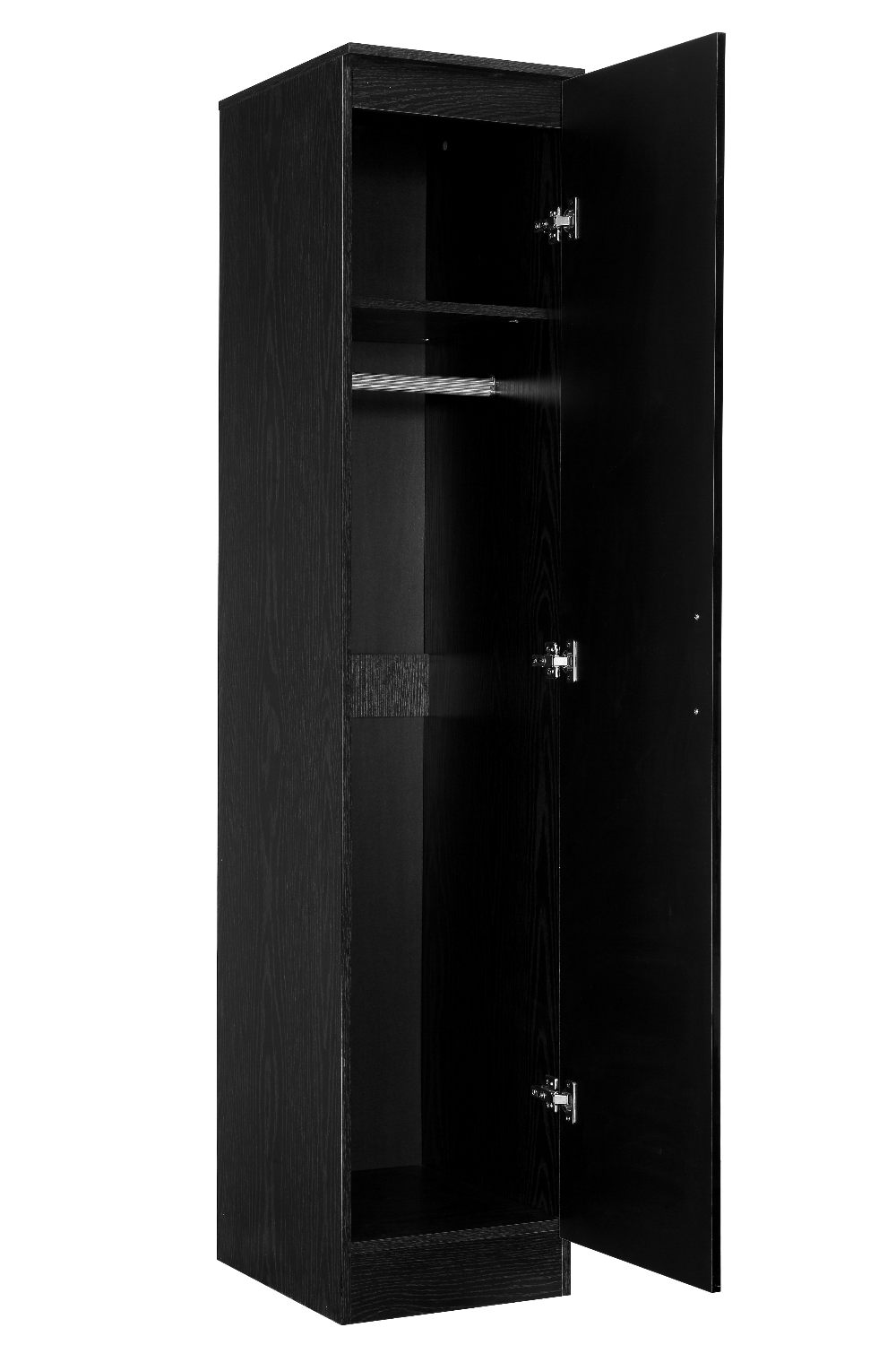 REFLECT High Gloss 1 Door Plain Wardrobe in Black Gloss Black Oak