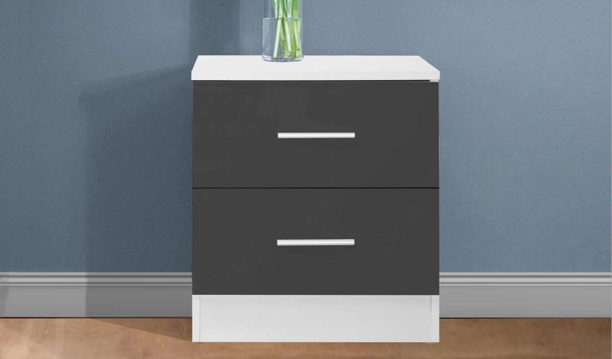 Grey gloss online bedside drawers