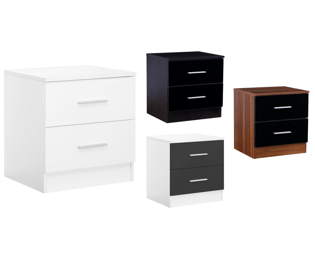 REFLECT - High Gloss 2 Drawer Bedside - 5 Colours
