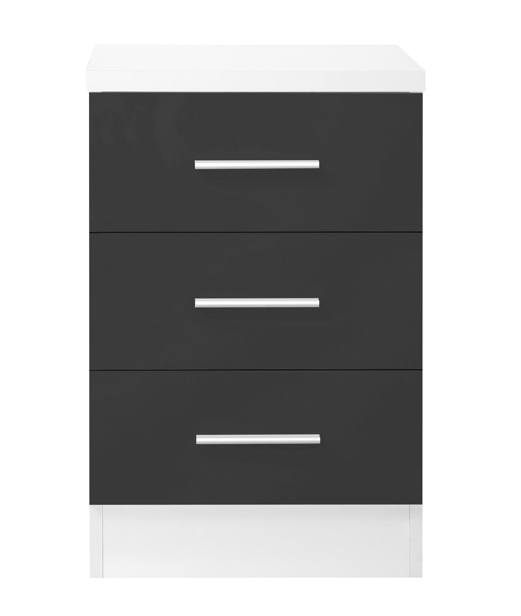 REFLECT XL SET 2 Door Slider + 6 Drawer Chest + 3 Drawer Bedside (3 Piece Set) in Grey / Matt White - Online4furniture