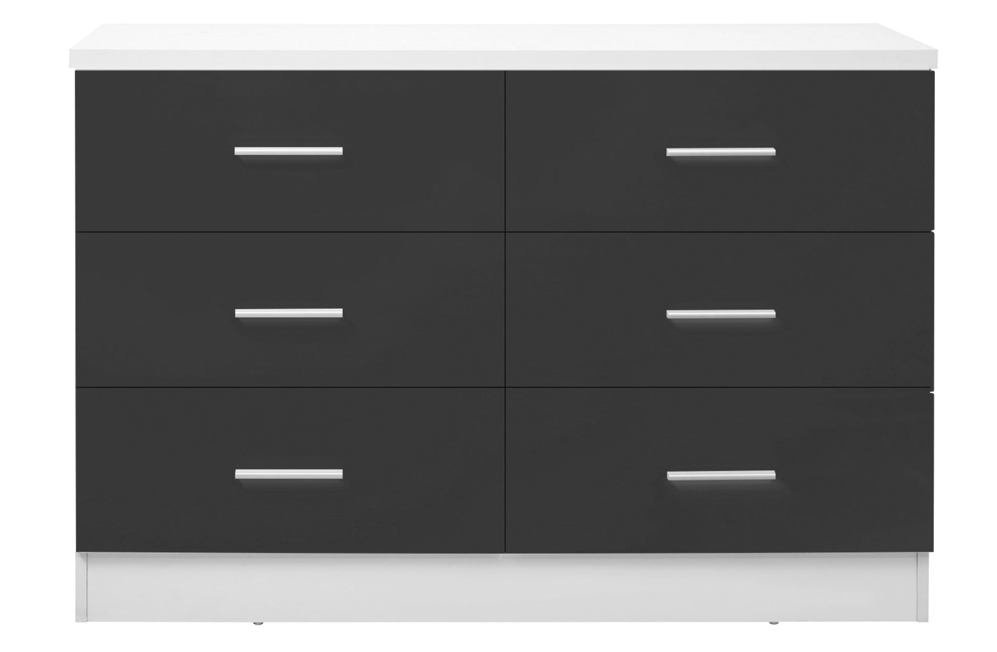 REFLECT SET 2 Door Slider + 6 Drawer Chest + 3 Drawer Bedside (3 Piece Set) in Grey Gloss / Matt White
