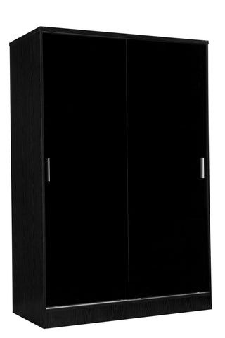 REFLECT XL High Gloss 2 Door Sliding Plain Wardrobe in Black Gloss / Black Oak