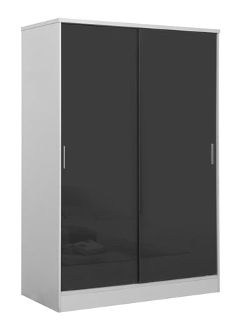 REFLECT XL High Gloss 2 Door Sliding Plain Wardrobe in Grey Gloss / Matt White