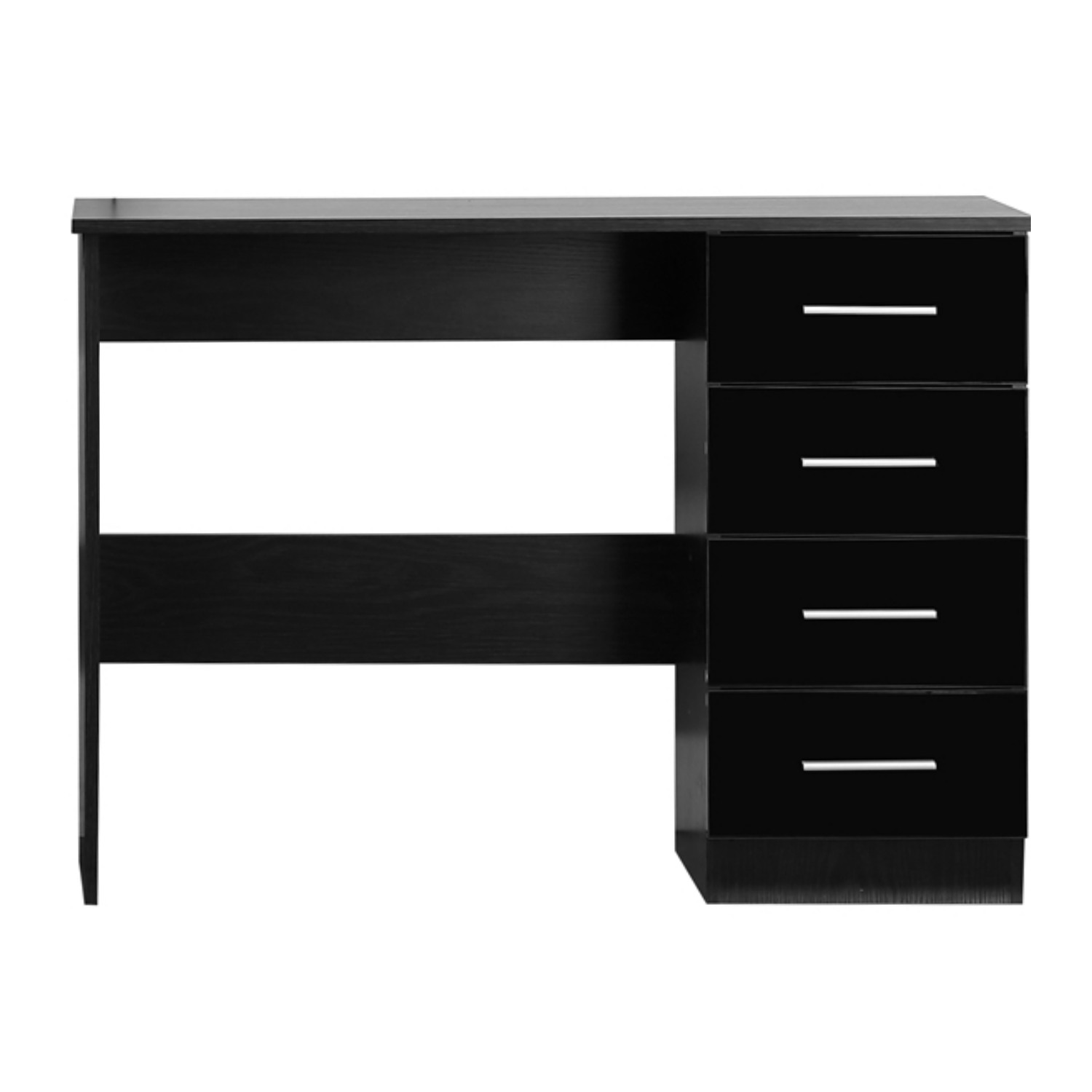 REFLECT High Gloss 4 Drawer Dressing Table Desk in Black Gloss