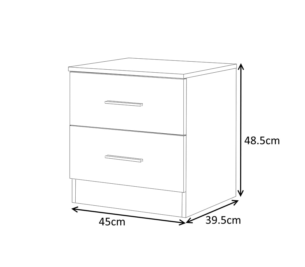 REFLECT SET High Gloss 3 Door Mirrored + Chest + Bedside (3 Piece Set) - 4 Colours